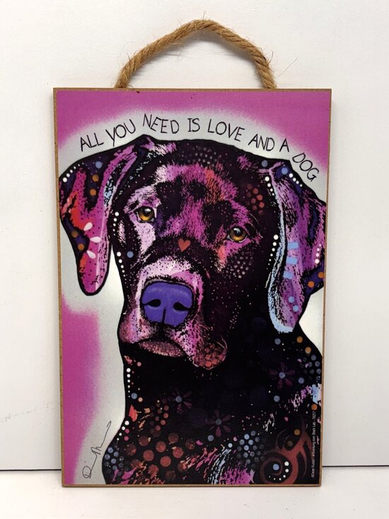 Love & Laughter Other - Labrador Dog "All You Need Is Love And A Dog" Wall Plaque 10.5" x 7" Made in USA